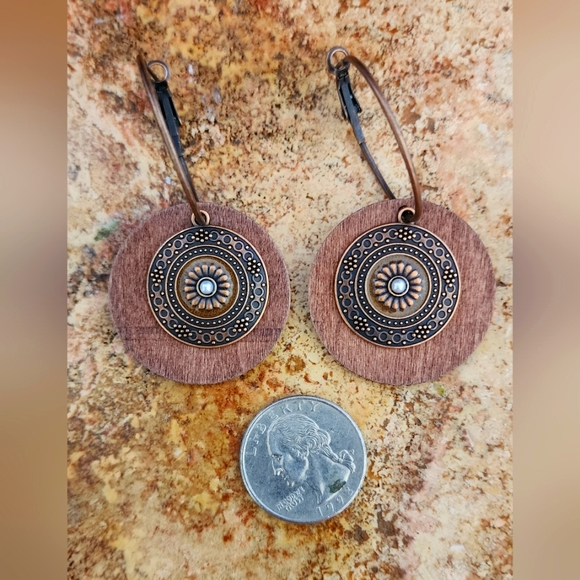 Bohemian Style Wood Dangle Earrings - Picture 5 of 6